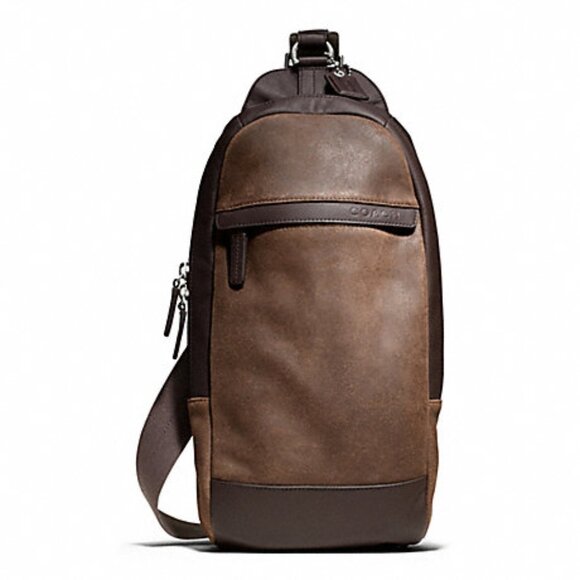 CAMDEN LEATHER CONVERTIBLE SLING (COACH F70922) GUNMETAL/DISTRESSED BROWN/BRN - Picture 1 of 9